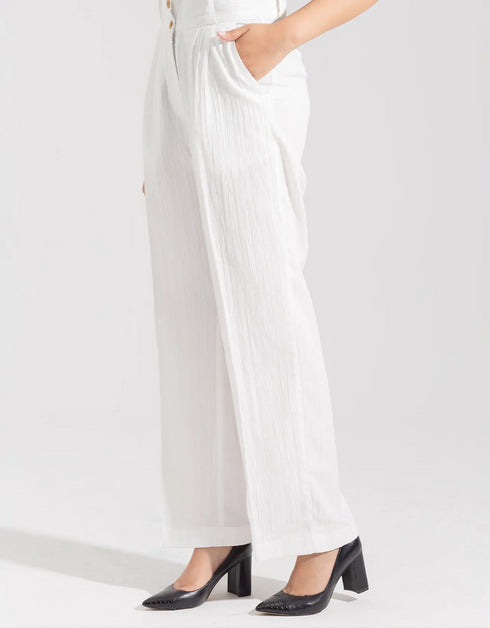TEXTURED WIDE LEG PANTS